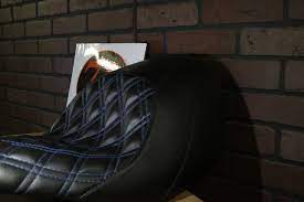Double Diamond Stitching On A Custom Chopper Motorcycle Seat Motorcycle Seats Custom Chopper Baby Car Seats