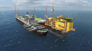 Pioneering spirit will considerably reduce the amount of offshore work associated with platform installation and decommissioning, shifting the work onshore where it is safer and more cost effective. Greifarme Pioneering Spirit Fur Allseas Mmid
