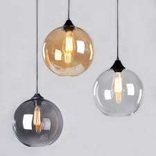 Modern Vintage Pendant Ceiling Light Glass Globe Lampshade Fitting Cafe 4 Color Ceiling Lights Globe Lamps Hall Lighting