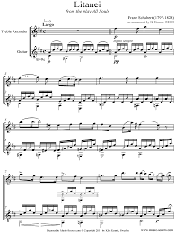 Franz schubert wrote litanei auf das fest aller seelen in 1816 after a text by johann georg jacobi, which is reproduced below in english translation. Litany D343 Treble Recorder Guitar Sheet Music By Franz Peter Schubert