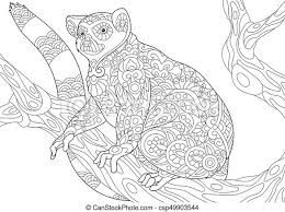 Free lemur coloring pages to print for kids. Zentangle Stylized Lemur Coloring Page Of Lemur Madagascar Animal Freehand Sketch Drawing For Adult Antistress Coloring Canstock
