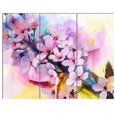 Amazon's choice for cherry blossom art canvas. Designart Japanese Cherry Blossoms Watercolor 3 Piece Wrapped Canvas Graphic Art Wayfair