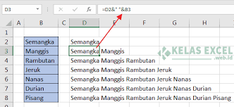 Untuk menggabungkan data dari beberapa cell di excel baik berupa formula atau karakter teks (string) bisa dengan menambahkan operator '&' contoh penerapannya pada excel bisa dilihat pada gambar berikut ini: 3 Cara Menggabungkan Teks Dan Isi Cell Kolom Atau Baris Excel