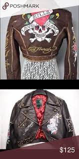 Rare Ed Hardy Leather Ed Hardy Leather Bomber Jacket Leather Bomber
