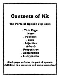 Parts Of Speech Flip Chart