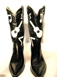 Black And White Cowboy Boots Mens Vintage Leather Inlay Cowboy Boots Mens Black By Atomicfireball Vintage Cowboy Boots Custom Cowboy Boots Cowboy Boots