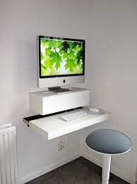 The desk is made out of oak wood with a light tint and has two aluminum columns on the side, which hold up three tiers of shelves. 50 Computer Desk For Small Spaces Visualhunt