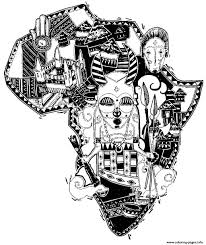 Free colouring pages for adults: Adult Africa Difficult Map Coloring Pages Printable