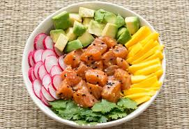 Poke Bowl De Saumon Avocat Mangue Et Riz Basmati Complet En 2020 Recette Poke Bowl Saumon Poke Bowl Recette Saumon
