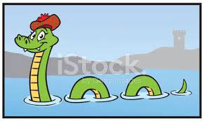 Isolated blue and orange eps icon on white background. Cartoon Nessie Of Loch Ness Vector Images