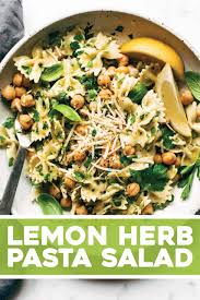 Lemon Herb Pasta Salad With Marinated Chickpeas Pinch Of Yum Recipe In 2020 Pasta Dishes Recipes Clean Eating Recipes