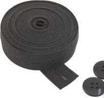Flat Sewing Band Spool with Buttonholes, Elastic Stretchable, Ideal for DIY  Waistbands and Necklines (Black, 3/4 inch × 3 Yards)
