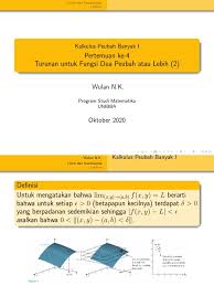 Dalam menyelesaikan soal kalkulus peubah banyak. Limitdankontinuitas