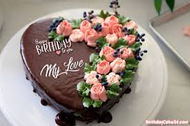 Birthday Cake Heart Shape With Candle Flower Chocolate Cakes With Name Generator Chocolate Cake With Name Cake Name