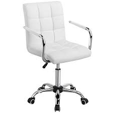 Modern Leather Swivel Executive Office Chair White Walmart Com In 2021 White Desk Chair No Wheels Stylish Office Chairs White Office Chair
