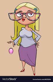 Cartoon funny blonde woman with big glasses Vector Image