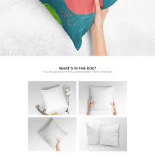 This pillow mockup template help the customer to visualize the actual physical look of the pillow before ordering or printing. Pillows Mockup Set Of 4 Customisable Mockups In Product Mockups On Yellow Images Creative Store