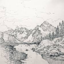 Evankart Middle Earth Traveler 10 Crossing The River Landscape Drawings Landscape Sketch Landscape Art