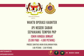 Kaunter ditutup pada hari cuti umum. Pusat Maklumat Rakyat Utc Sabah On Twitter Makluman Waktu Operasi Kaunter Jpj Negeri Sabah Sepanjang Tempoh Pkp Yang Bermula Pada 13 Januari 2021 Hingga 26 Januari 2021 Tidak Termasuk Pejabat Jpj Di