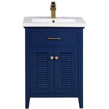 Eligible for free shipping and free returns. Design Element Cameron 24 In W X 18 5 In D Bath Vanity In Blue With Porcelain Vanity Top In White With White Basin S09 24 Blu The Home Depot