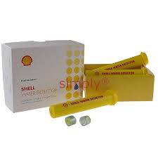 Shell water detector capsules, 80 pcs per box, used to check fuel for content of water. Shell Water Detector 1 Box Containing 8xtubes 10xdetectors Allow 7 10 Days Simply Bearings Ltd