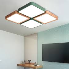Detailed ceiling flush mount buying guide covering types, styles, materials, shades, bulbs. White Grey Green Square Ceiling Flush Mount Macaron Wood And Iron 4 Lights Flush Ceiling Lights For Kids Room Beautifulhalo Com
