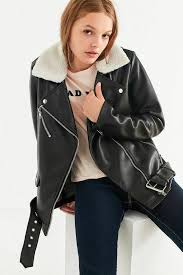 New Urban Outfitters Black Vegan Leather Sherpa Collar Moto Jacket Womens Medium Urbanoutfitters Motorcycle Jackets For Women Moto Jacket Womens Medium