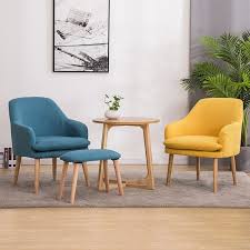 Solid Wood Cloth Single Sofa Chair Nordic Armchair Balcony Leisure Chair For Living Room Bedroom Lazy Single Sofa Chair Balcony Table And Chairs Leisure Chair