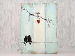 Love Birds On A Wire Painting Love Birds On A Wire Painting On Reclaimed Wood Wood Pallet Projects Diy Wood Projects Pallet Art