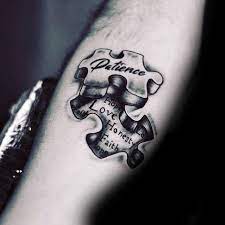 70 puzzle piece tattoo designs for men inquisitive mind ink. 30 Patience Tattoo Designs Fur Manner Word Ink Ideen Mann Stil Tattoo Patience Tattoo Puzzle Tattoos Tattoo Designs