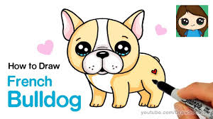 How To Draw A French Bulldog Easy Cartoon Puppy Youtube Cute Dog Cartoon Cute Animal Drawings Bulldog Drawing