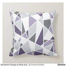 Geometric Design In Gray And Purple Throw Pillow Purple Throw Pillows Pillows Custom Throw Pillow