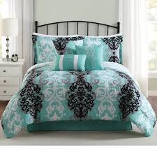 Black And Grey Bedding Sets Ashtabula 7 Pieces Reversible Comforter Set Queen Bedding Sets Teal Bedding Sets Comforter Sets
