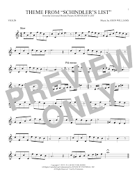For solo violin and orchestra. Theme From Schindler S List Violin Solo Print Sheet Music Now