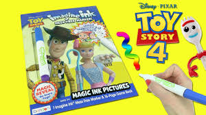 Disney Toy Story 4 Imagine Ink Coloring Book With Magic Marker Forky Bo Peep Bunny Toy Caboodle Youtube