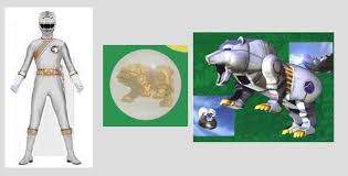 Cyan Wild Force Ranger With Her Animal Crystal And Elephant Wildzord Power Rangers Wild Force Power Rangers Megazord New Power Rangers