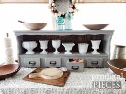Headboard of floating shelves from bhg provide plenty of modern storage for pictures and small treasures. Upcycled Bookcase Headboard Into Farmhouse Hutch Prodigal Pieces
