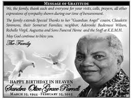 Sandra Purnell Obituary (2015)