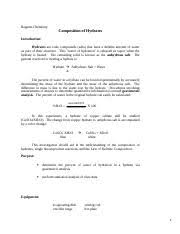 Within the lesson, there are a number of practice questions (answers included in the teacher version) to keep your students engaged throughout. Compositionofahydrate Composition Of A Hydrate Purpose Background Hydrates Are Ionic Compounds That Have A Definite Amount Of Water As Part Of The Course Hero