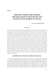 Pdf The King Versus The People The Abolition Of Monarchy In Nepal