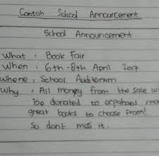 Ajukan pertanyaan tentang tugas sekolahmu. Membuat Pengumuman Sekolah Bhs Inggris Brainly Co Id