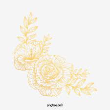 Hand Drawn Golden Line Flower Golden Flowers And Plants Rose Png Transparent Clipart Image And Psd File For Free Download How To Draw Hands Line Flower Flower Clipart