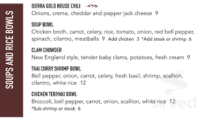 2500 e 2nd st, reno nv. Sierra Gold Menu In Reno Nevada Usa