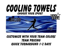 Personalized Baseball Cooling Towels Perfect for the Summer, Add Your Logo  and Names, Choose Your Colors and Choose Your Design