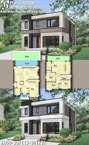 Plan 22488dr 4 Bed Modern House Plan With Master Balcony Modern House Plans House Plans Modern House Plan