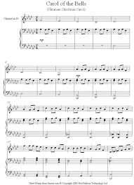 Ukrainian bell carol pt 1 bb clarinet bb trumpet sheet music. Clarinet Carol Of The Bells Sheet Music 8notes Com