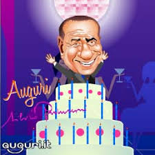 Un disegno satirico di berlusconi che vestito con giacca e tuba, con un sorriso smagliante e superabbronzato, tiene il tempo della miriade di piccole. Auguri Da Silvio Berlusconi