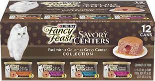 Amazon Com Purina Fancy Feast Pate Wet Cat Food Variety Pack Savory Centers Pate With A Gravy Center 2 Packs Of 12 3 Oz Pu Wet Cat Food Cat Food Purina