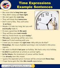 Time Expressions Example Sentences English Grammar Sentences Expressions