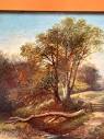 C. Brown - 19th century English landscape with Oak trees, a stream ...